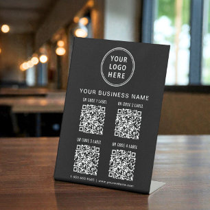 Geschäftslogo 4 QR-Codes Schwarz Sockelschild