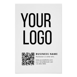 Geschäftslogo & bearbeitbarer QR-Code Poster