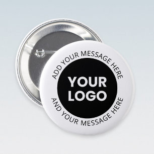 Geschäftslogo & bearbeitbarer Text Weiß & Schwarz Button