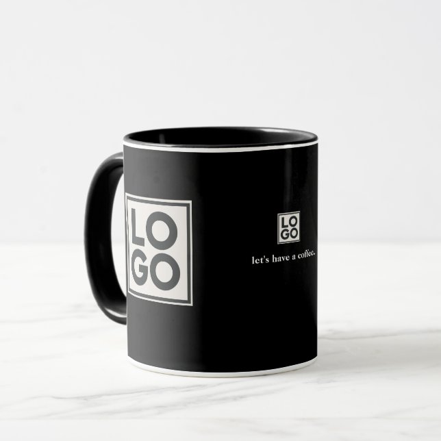Geschäftslogo Benutzerdefiniert Schwarz Tasse (Vorderseite Links)