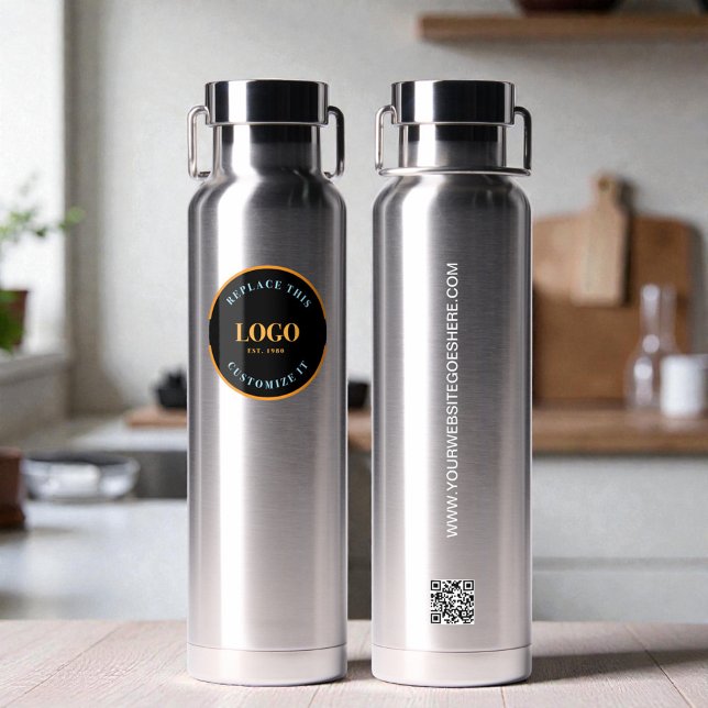 Geschäftslogo Benutzerdefinierter QR-Code Website  Trinkflasche (Cool, modern Custom business logo, website, QR code water bottles )