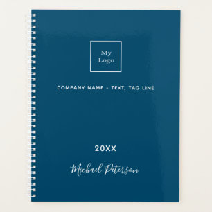 Geschäftslogo blau weiß elegantes Monogramm 2023 Planer