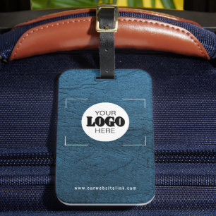 Geschäftslogo blaues Leder Werbegeschenk Gepäckanhänger