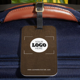 Geschäftslogo braunes Leder Werbegeschenk Gepäckanhänger
