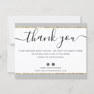 GESCHÄFTSLOGO DANK IHNEN eleganter Graugold-Glitze Dankeskarte