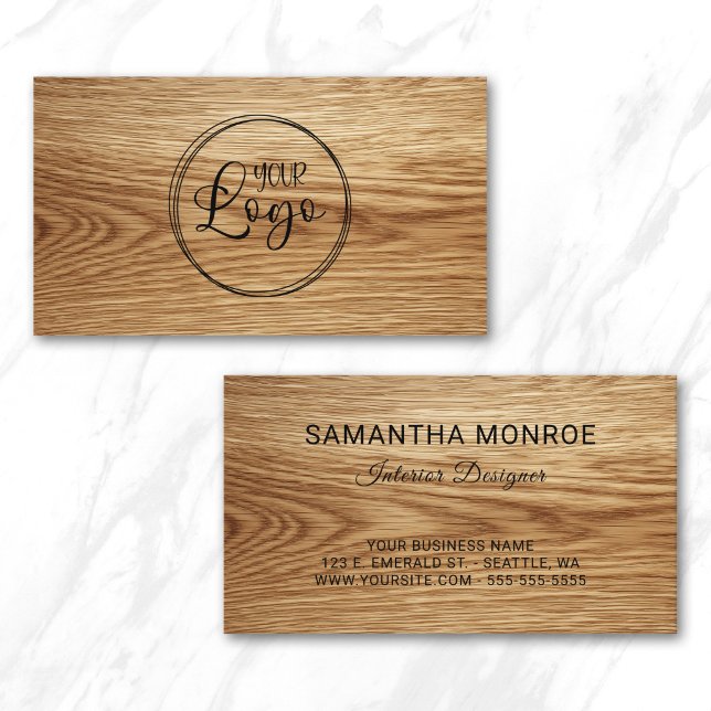 Geschäftslogo Eichenholz Foto Visitenkarte (Business Logo Oak Wood Photo Card)