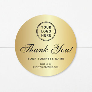 Geschäftslogo Elegante Schrift Gold Danke Runder Aufkleber
