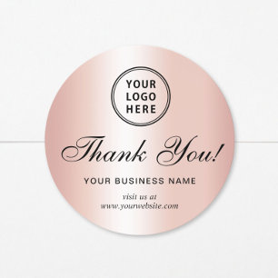 Geschäftslogo Elegante Schrift Rose Gold Danke Runder Aufkleber