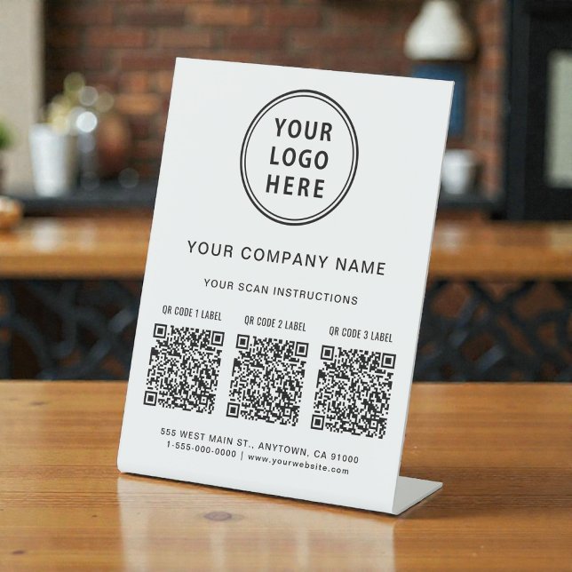 Geschäftslogo Erstellen Sie 3 QR-Codes Sockelschild (Business Logo Create 3 QR Codes Pedestal Sign)