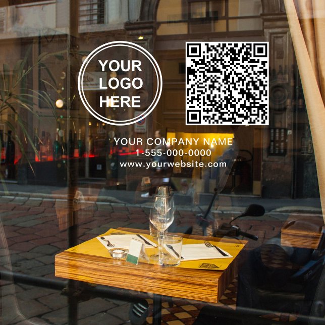 Geschäftslogo Erstellen Sie Ihren QR-Code Horizont Fensteraufkleber (Business Logo Create Your QR Code Horizontal Window Cling)
