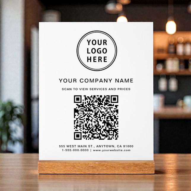 Geschäftslogo Erstellen Sie Ihren QR-Code Weiß Acrylschild (Business Logo Create Your QR Code White Acrylic Sign)