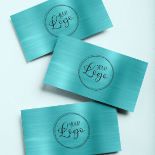 Geschäftslogo Faux Türkis Blau Ombre Folie Visitenkarte