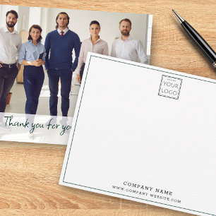 Geschäftslogo Firmenname Teamfoto Danke Mitteilungskarte