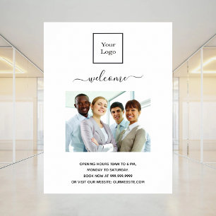 Geschäftslogo Foto Begrüßungszeiten Poster