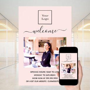 Geschäftslogo Foto Willkommens Blush Roségold Poster