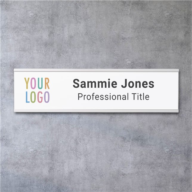 Geschäftslogo für veränderbare Bürotore Türschild (MISOOK Door Name Plate with Logo and Job Title White)