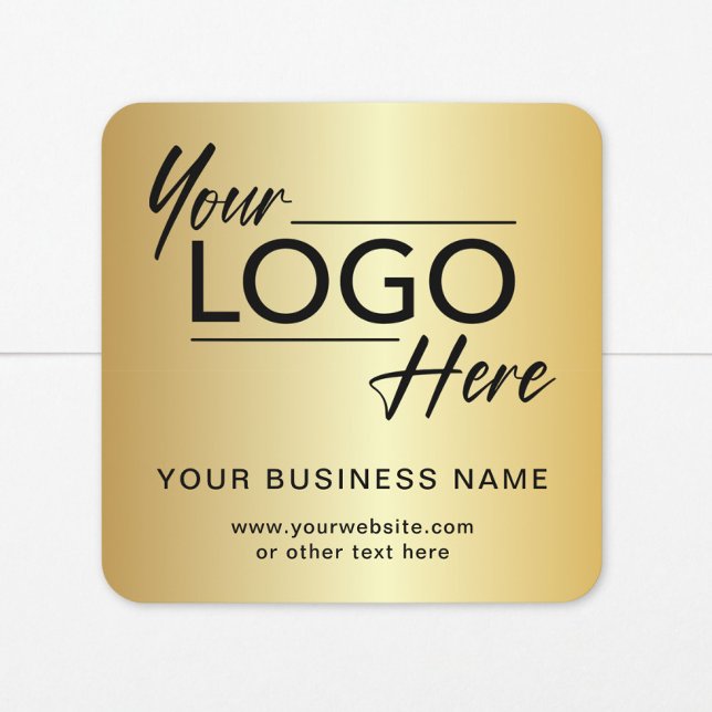 Geschäftslogo Gold Quadratischer Aufkleber (Von Creator hochgeladen)