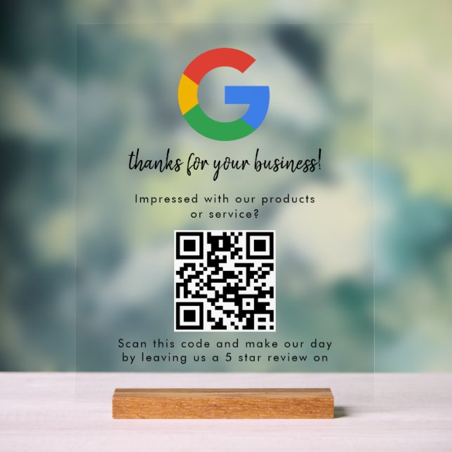 Geschäftslogo Google Bewertungen Website-Scan Acrylschild (Neutral)