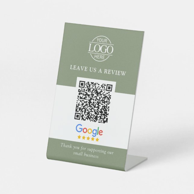 Geschäftslogo Google & Facebook Bewertungen QR-Cod Sockelschild (Vorderseite)