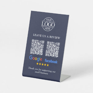 Geschäftslogo Google & Facebook Bewertungen QR-Cod Sockelschild