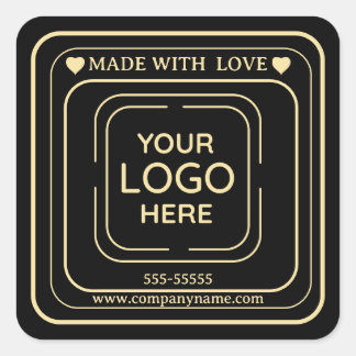 Geschäftslogo "Mit Liebe Gemacht" Quadratischer Aufkleber