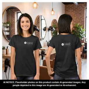 Geschäftslogo Mitarbeiter Name Schwarze Hairstylis T-Shirt