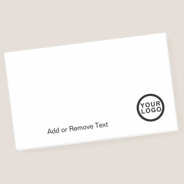 Geschäftslogo Modern Minimalistisch Weiß Post-it Klebezettel (Stylishly Personalize with Your Custom Logo & Optional Text.)