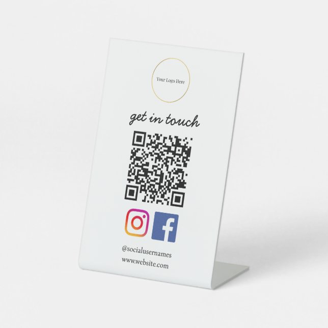 Geschäftslogo | Moderne QR-Code-Vorlage Sockelschild (Vorderseite)