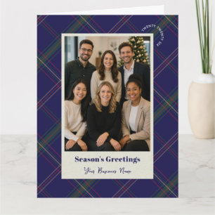 Geschäftslogo Navy Plaid Weihnachten Firmenfoto Karte