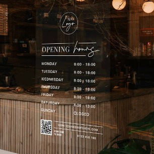 Geschäftslogo Öffnungszeiten QR-Code Transparent Fensteraufkleber