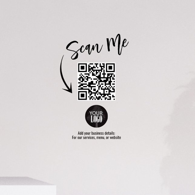 Geschäftslogo QR-Code Einfach  Fensteraufkleber (Businesses add your logo window cling. )