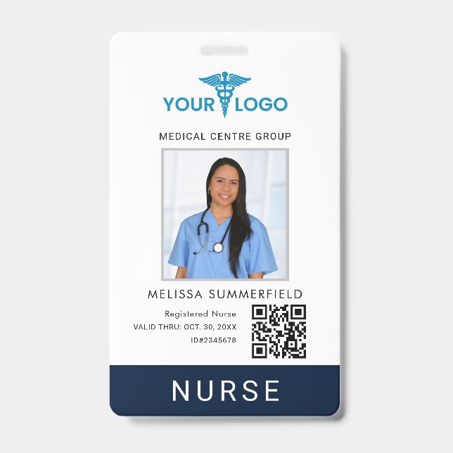 Geschäftslogo QR-Code Krankenschwester-Foto-ID Ausweis (Vorderseite)