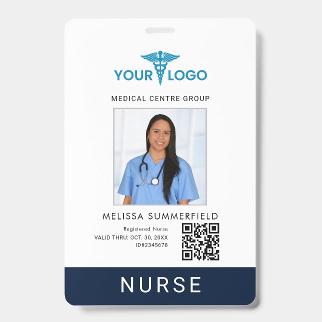 Geschäftslogo QR-Code Krankenschwester Foto-ID hin Ausweis (Vorderseite)