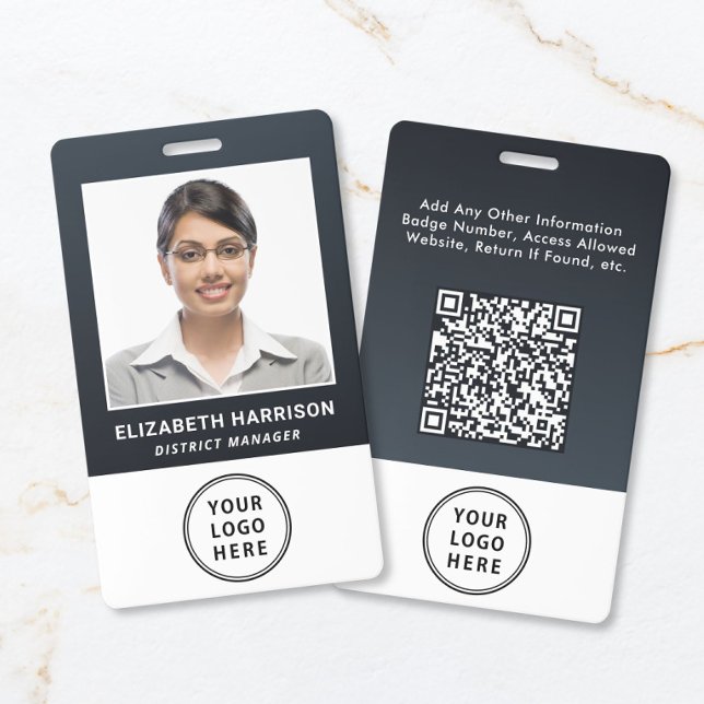 Geschäftslogo QR-Code Mitarbeiter-Fotoausweis Ausweis (Business Logo QR Code Employee Photo ID Badge)