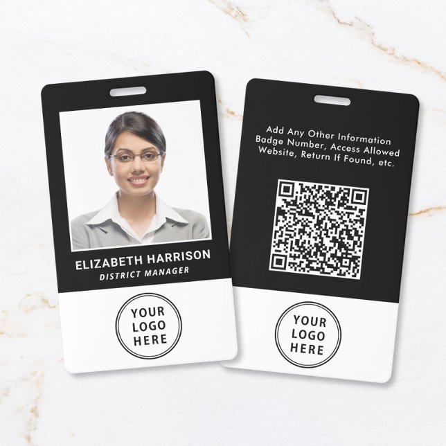 Geschäftslogo QR-Code Mitarbeiter-Fotoausweis Ausweis (Business Logo QR Code Employee Photo ID Badge)