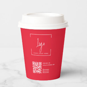 Geschäftslogo QR-Code Modernes Rot Corporate Pappbecher