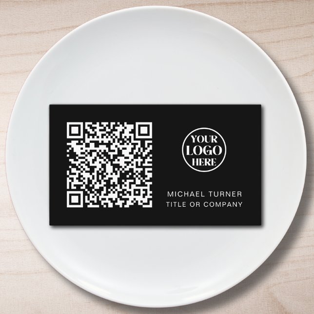 Geschäftslogo QR-Code Professionell Modern Schwarz Visitenkarte (Von Creator hochgeladen)
