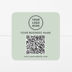 Geschäftslogo QR-Code Sage Grün Quadratischer Aufkleber