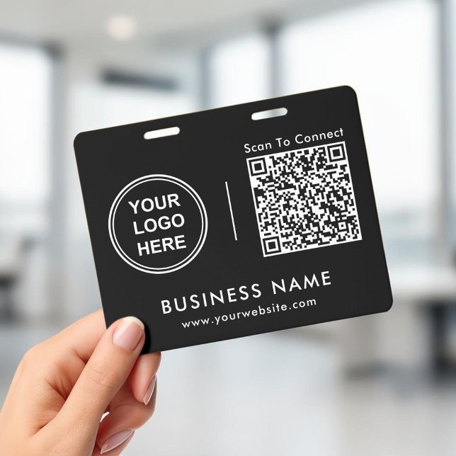 Geschäftslogo QR-Code-Scan zum Verbinden Schwarz Ausweis (Business Logo QR Code Scan To Connect Black Badge)