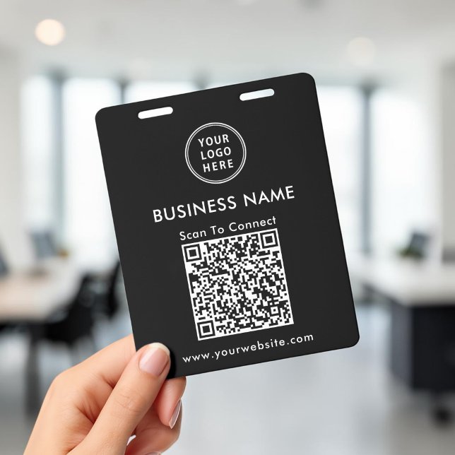 Geschäftslogo QR-Code-Scan zum Verbinden Schwarz Ausweis (Business Logo QR Code Scan To Connect Black Badge)