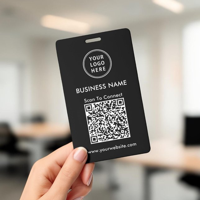 Geschäftslogo QR-Code-Scan zum Verbinden Schwarz Ausweis (Business Logo QR Code Scan To Connect Black Badge)