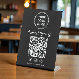 Geschäftslogo QR-Code Schwarz Tischständer Sockelschild