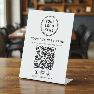 Geschäftslogo QR-Code Social Media Sockelschild