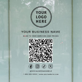 Geschäftslogo QR-Code Soziale Medien Fensteraufkleber