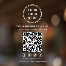 Geschäftslogo QR-Code Soziale Medien Weiße Beschri Fensteraufkleber