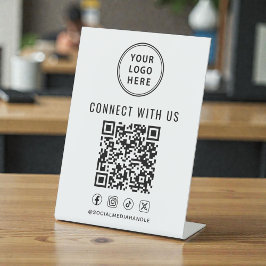 Geschäftslogo QR-Code Tischständer Sockelschild