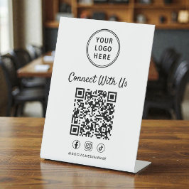 Geschäftslogo QR-Code Tischständer Sockelschild