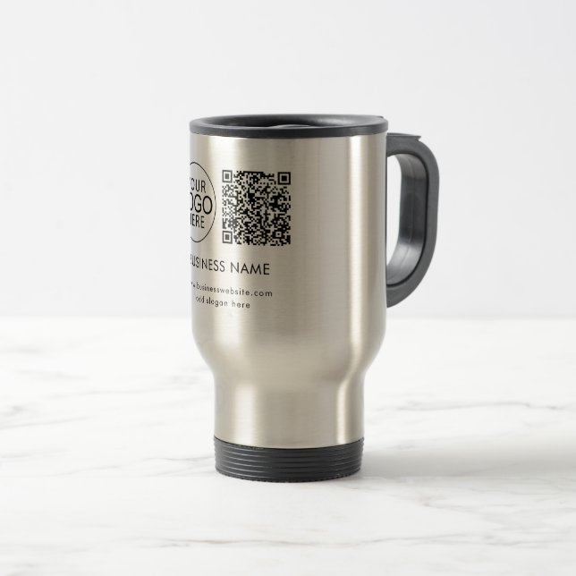 Geschäftslogo QR-Code Unternehmensveranstaltungen  Reisebecher (VorderseiteRechts)