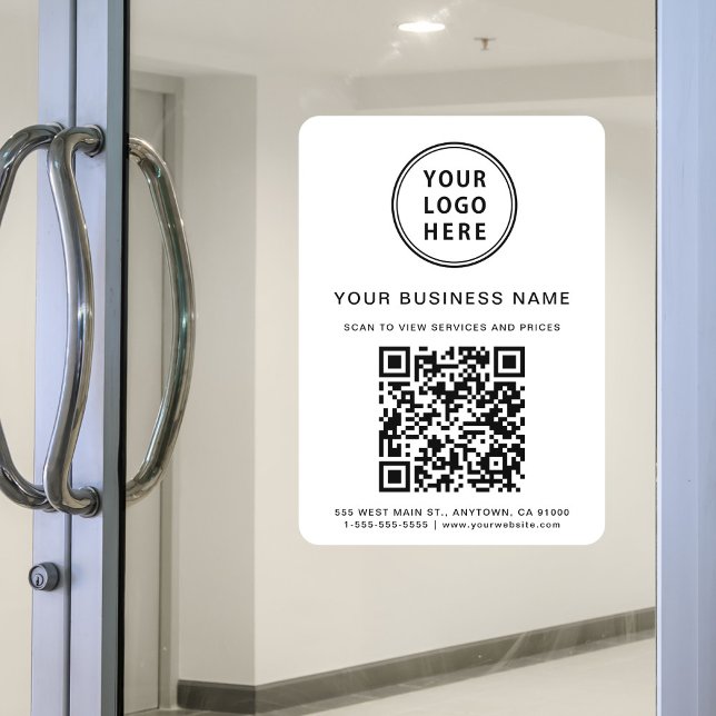 Geschäftslogo QR-Code Weiß Fensteraufkleber (Company Logo Create Your QR Code White Window Cling)