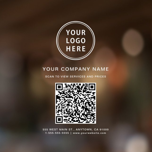 Geschäftslogo QR-Code Weiß Fensteraufkleber (Business Logo QR Code White Window Cling)